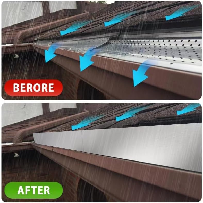 appacare 8 قطع واقي وادي المزاريب، موصل مطر مستقيم لحراس المزاريب، واقي مزاريب لتسرب المطر لأسطح المنازل المائلة (نمط مستقيم) - Image 4